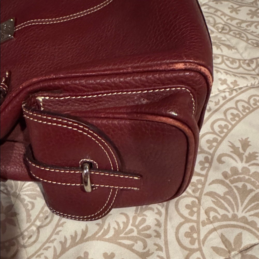 Dooney & Bourke Wine Pebbled Leather Pocket Satchel Shoulder Bag - Picture 8 of 9